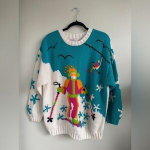 Vintage FREEGO Skiing Pattern Sweater